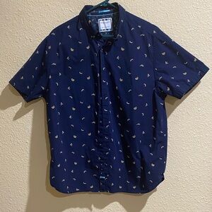 Denim & Flower Dark Blue Shirt with White Accents
